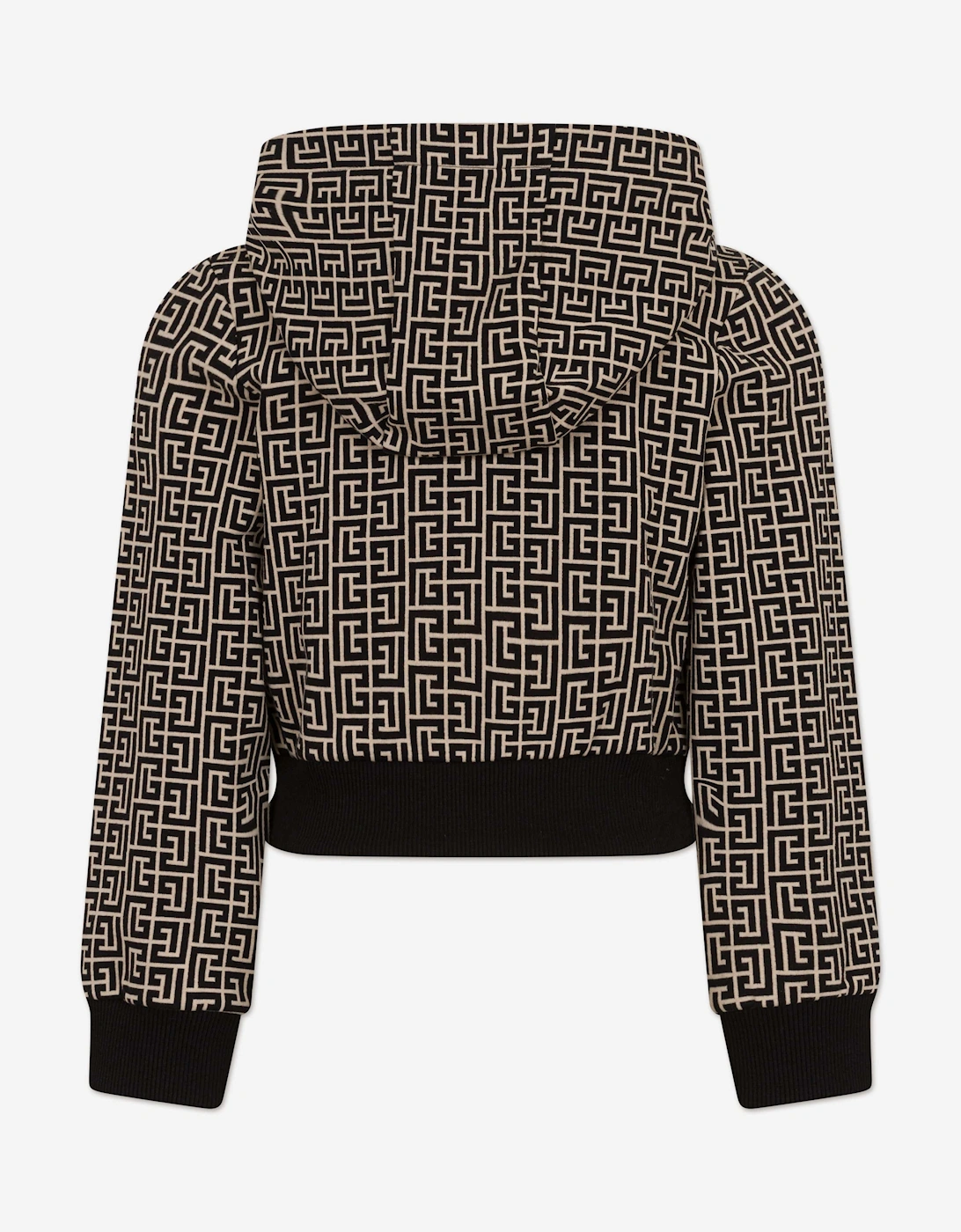 Girls Monogram Zip Up Top in Black