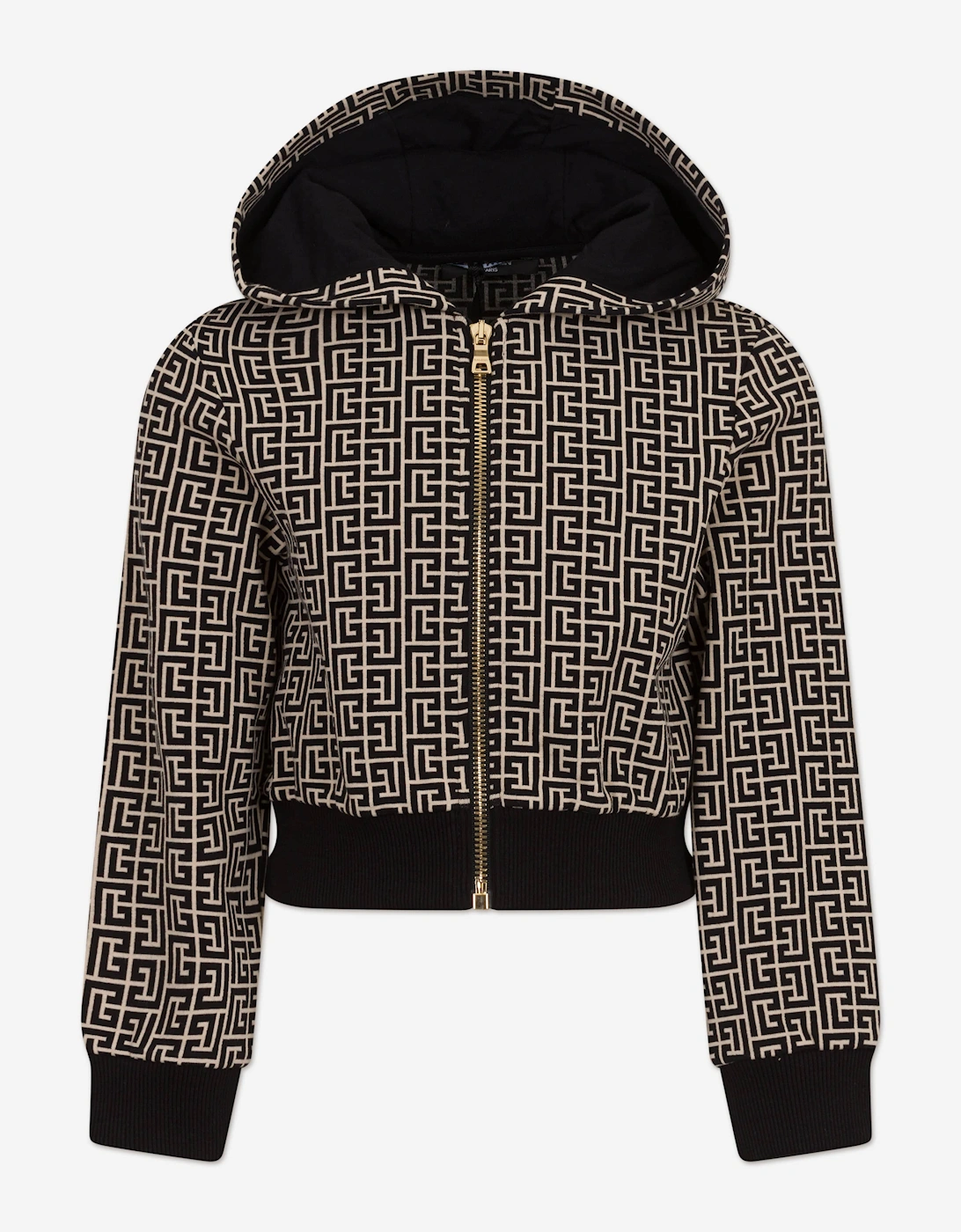 Girls Monogram Zip Up Top in Black, 5 of 4