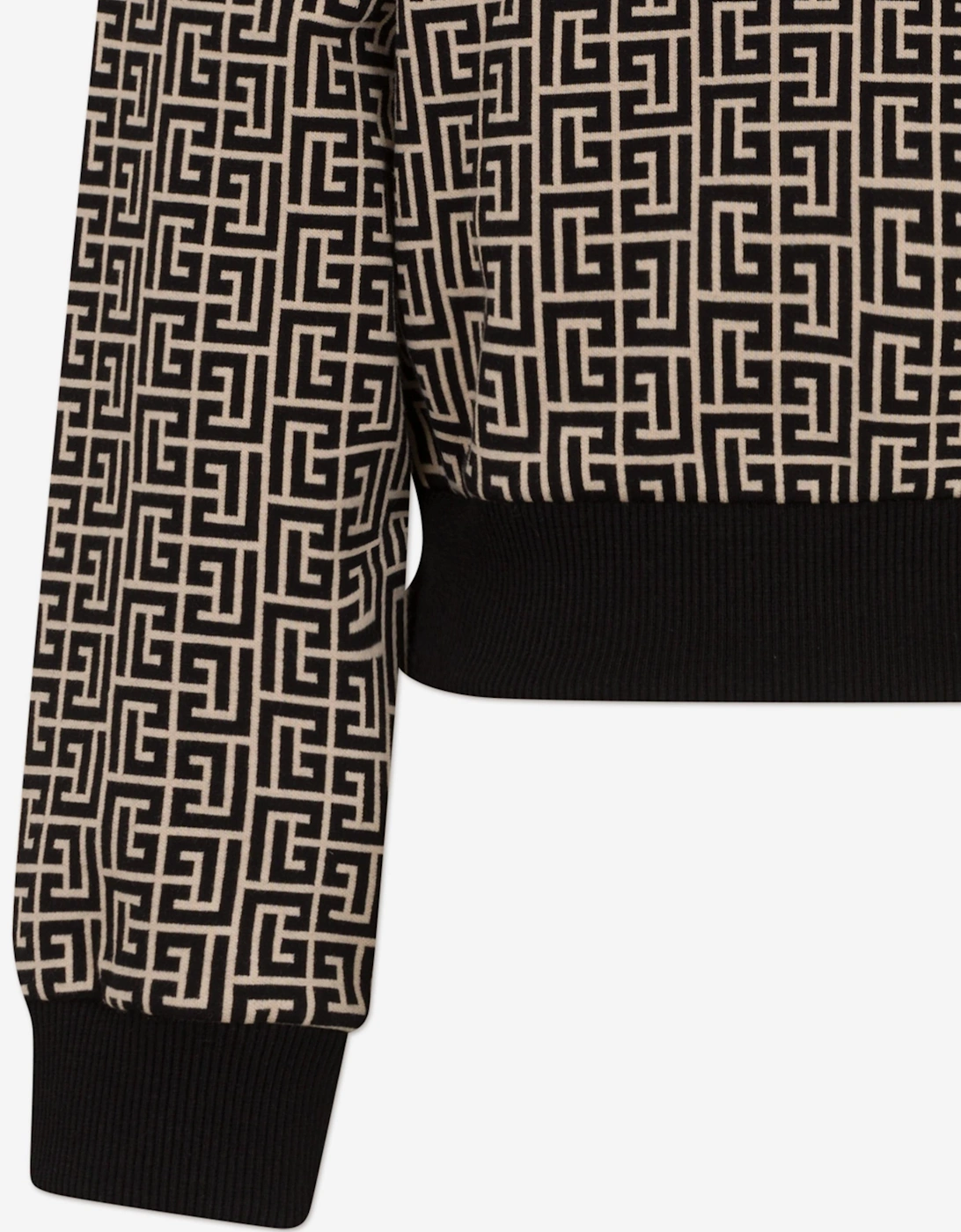 Girls Monogram Zip Up Top in Black