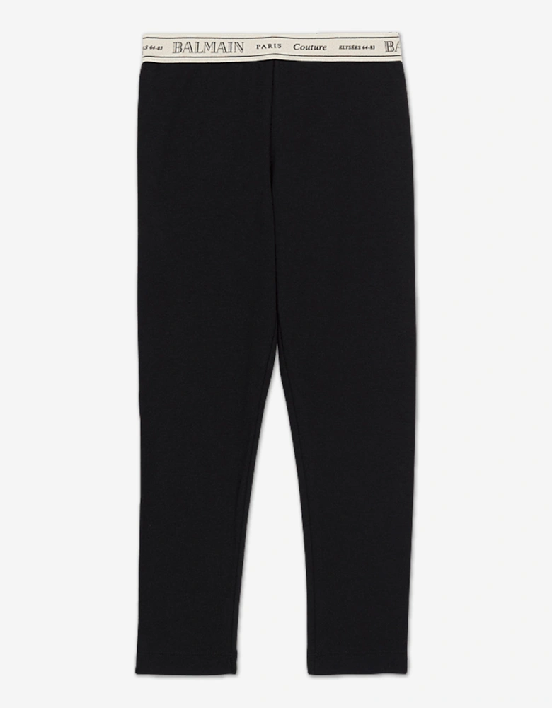 Baby Girls Logo Waistband Leggings in Black