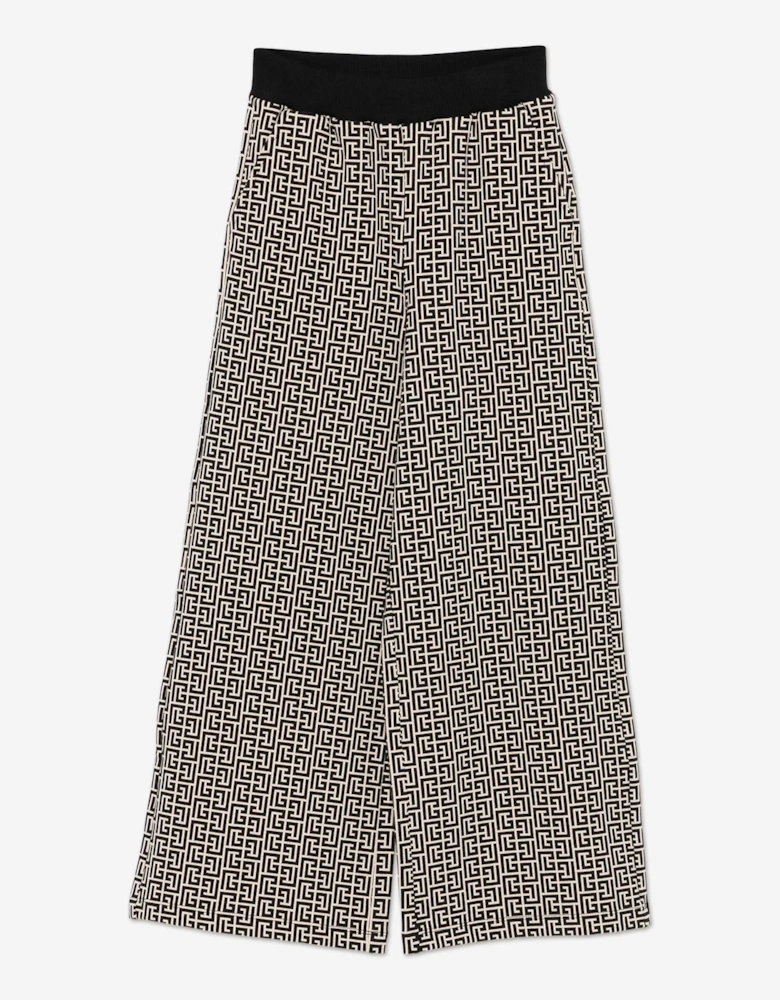 Girls Monogram Joggers in Black