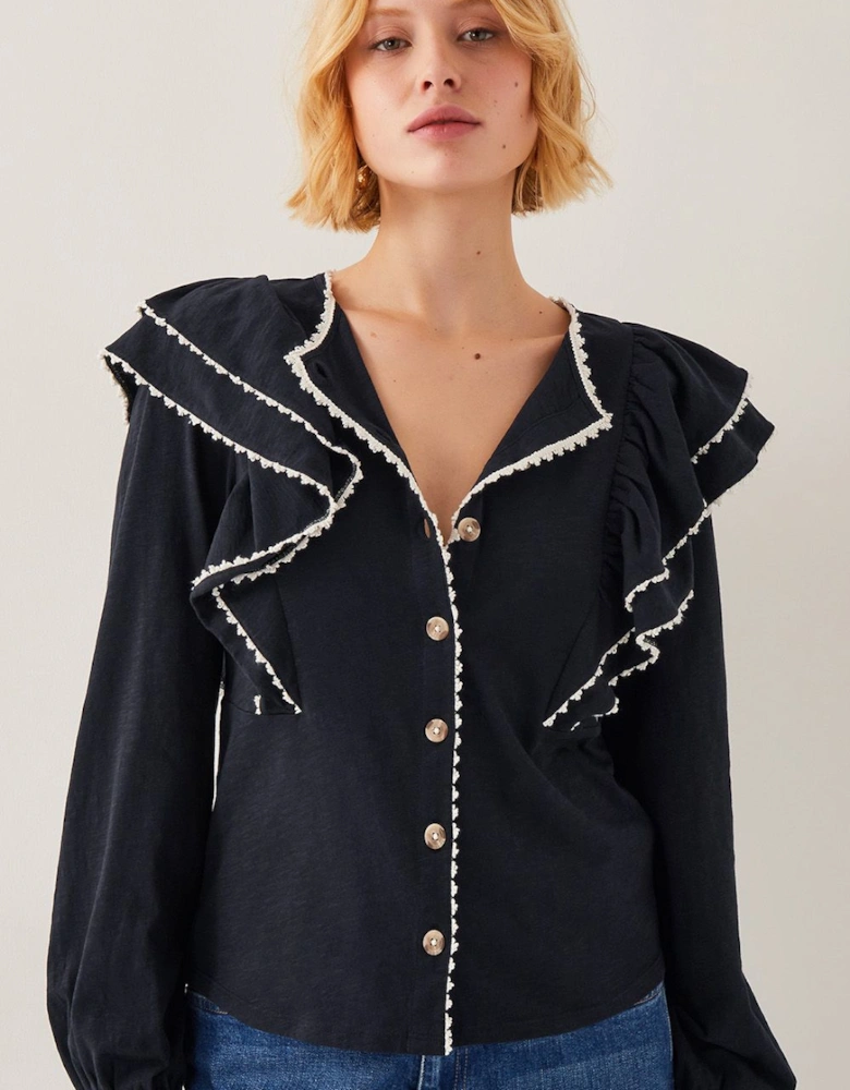 Freya Frill Jersey Blouse Black
