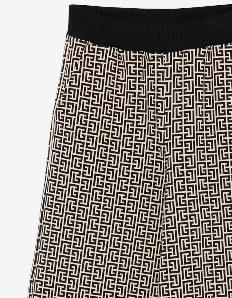 Girls Monogram Joggers in Black