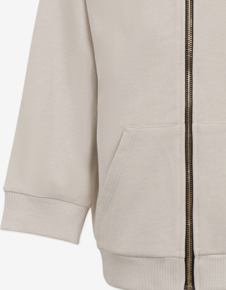 Boys Logo Zip Up Top in Beige