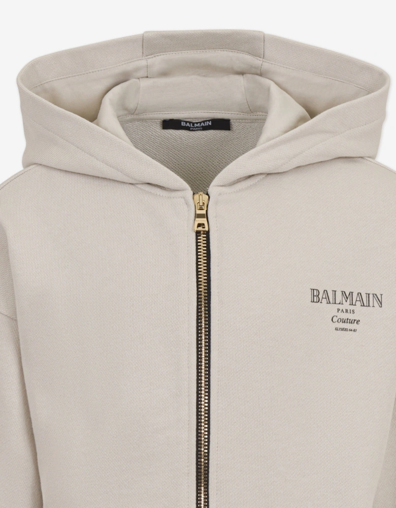 Boys Logo Zip Up Top in Beige