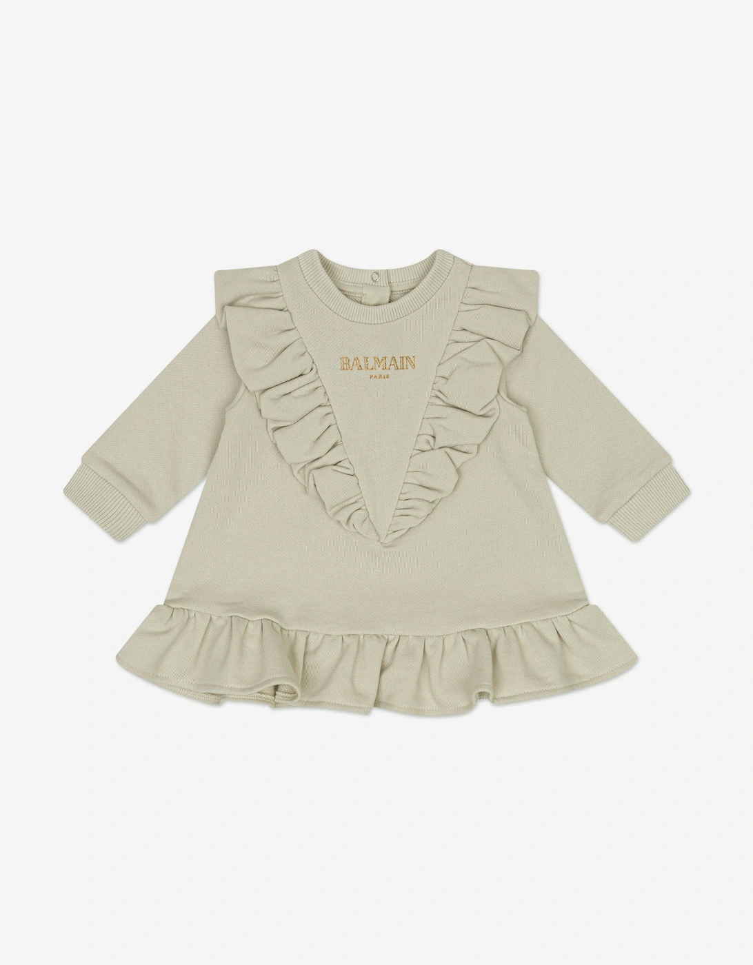 Baby Girls Ruffle Jersey Dress in Beige