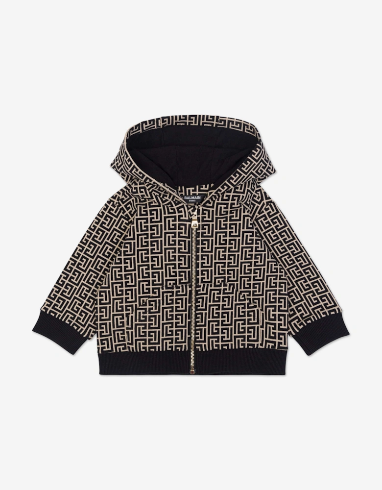 Baby Monogram Zip Up Top in Black