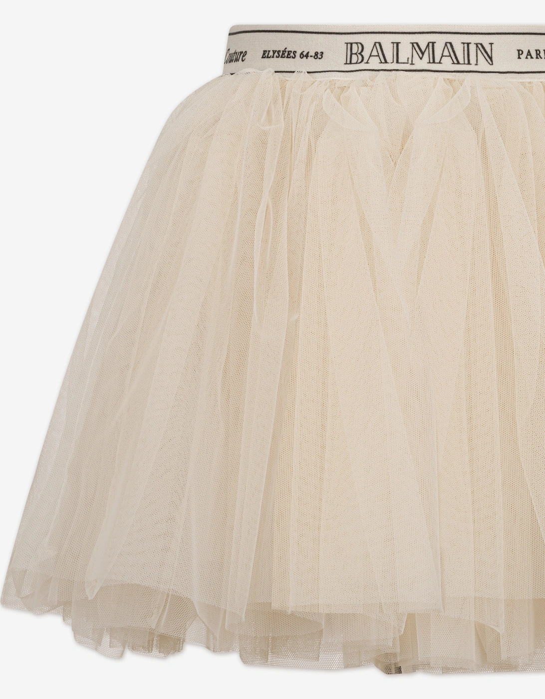 Girls Logo Waistband Tulle Skirt in Beige