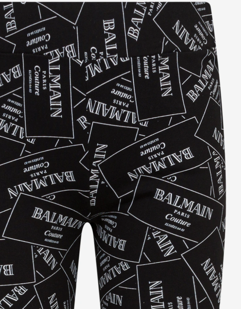 Girls Logo Print Leggings in Black