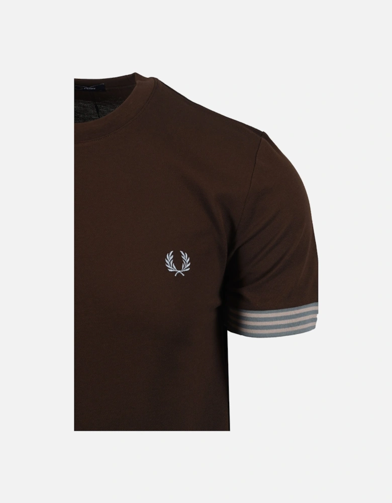 Striped Cuff T-Shirt Burnt Tobacco