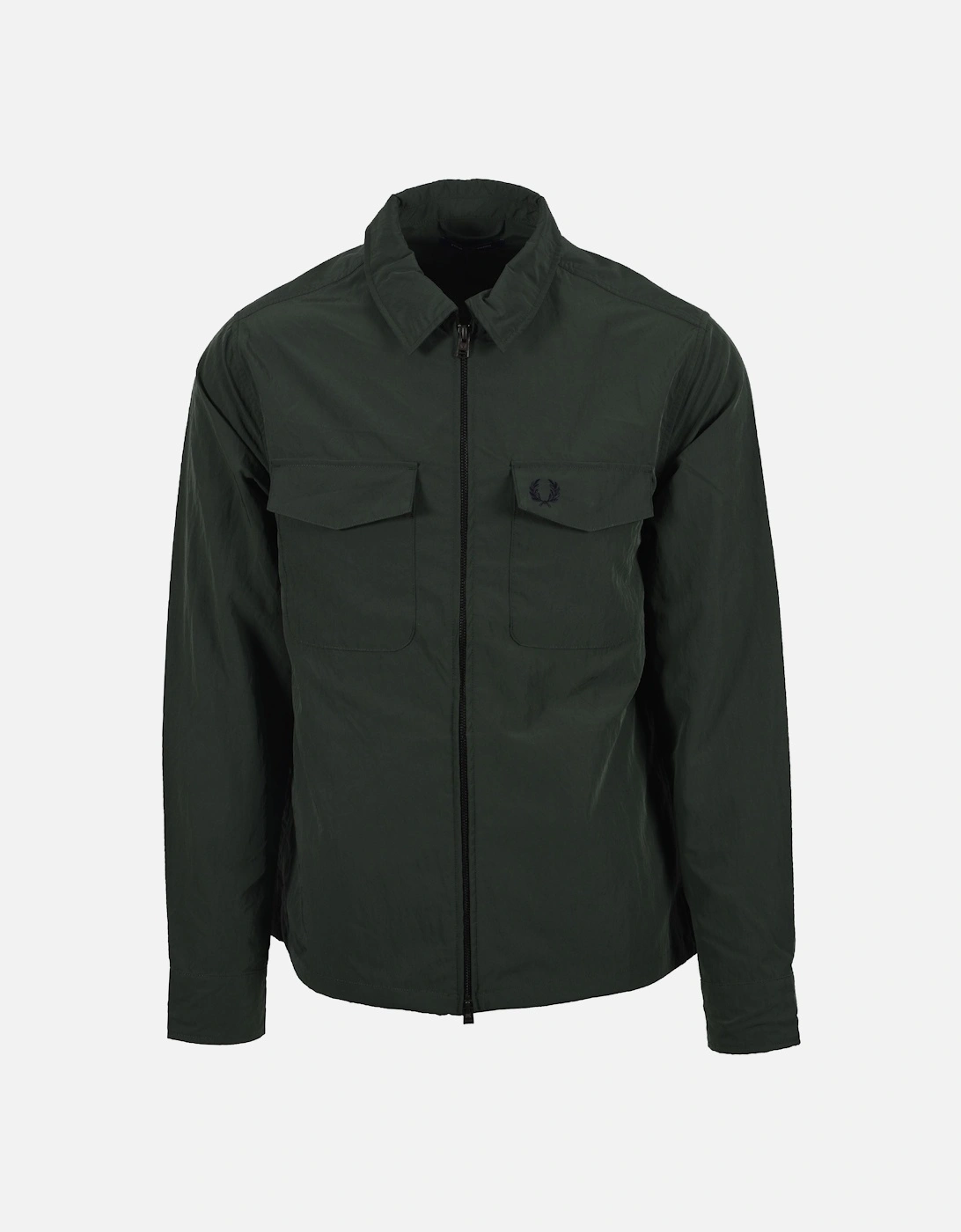 Men's Fred Perry Zip Through Overshirt Court Green - Black - Size: 44