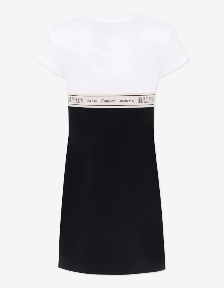 Girls Logo Tape Colourblock Dress in Black