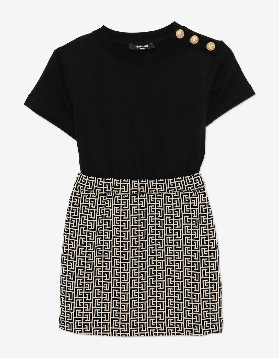 Girls Monogram Logo Dress in Black, 5 of 4