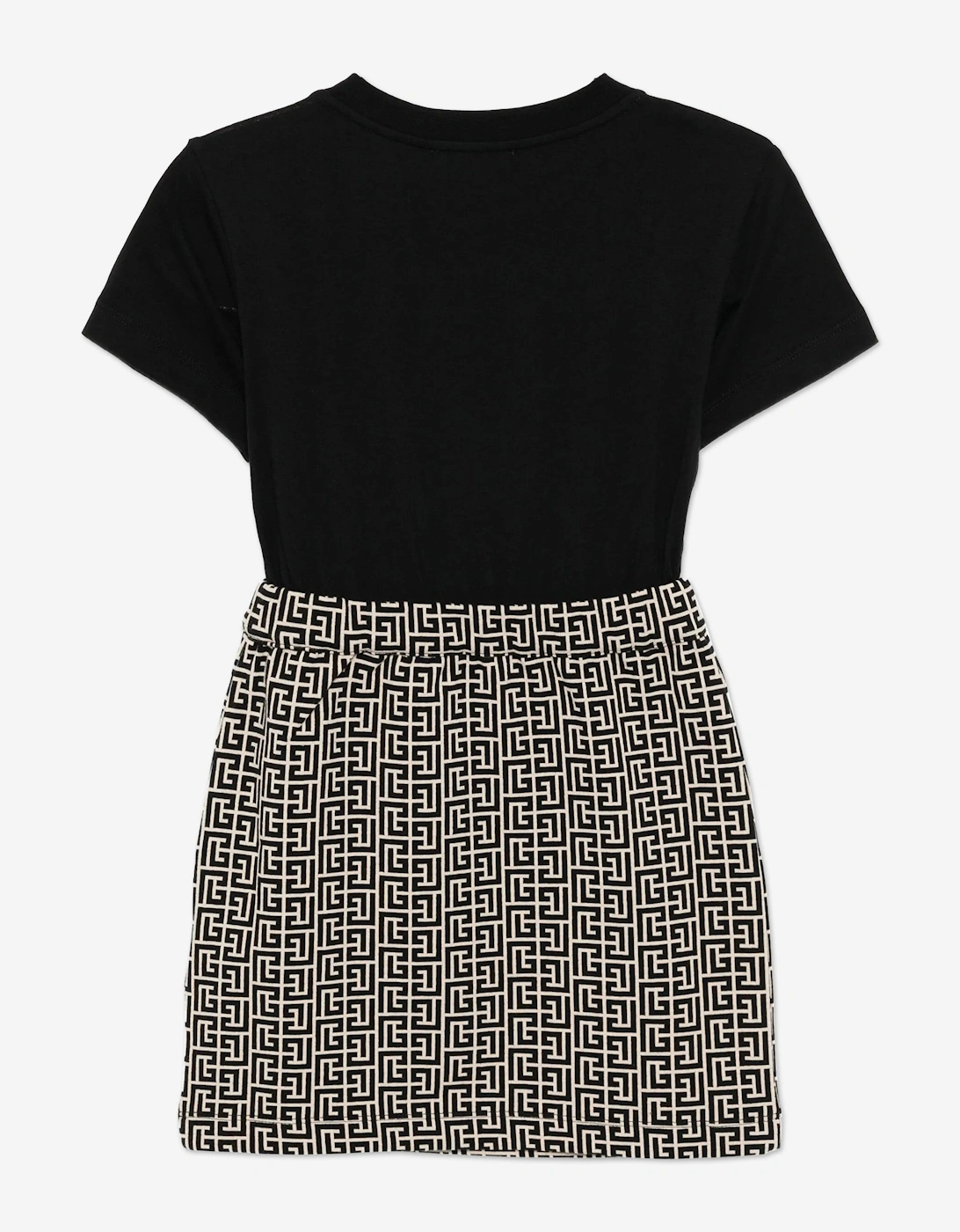 Girls Monogram Logo Dress in Black