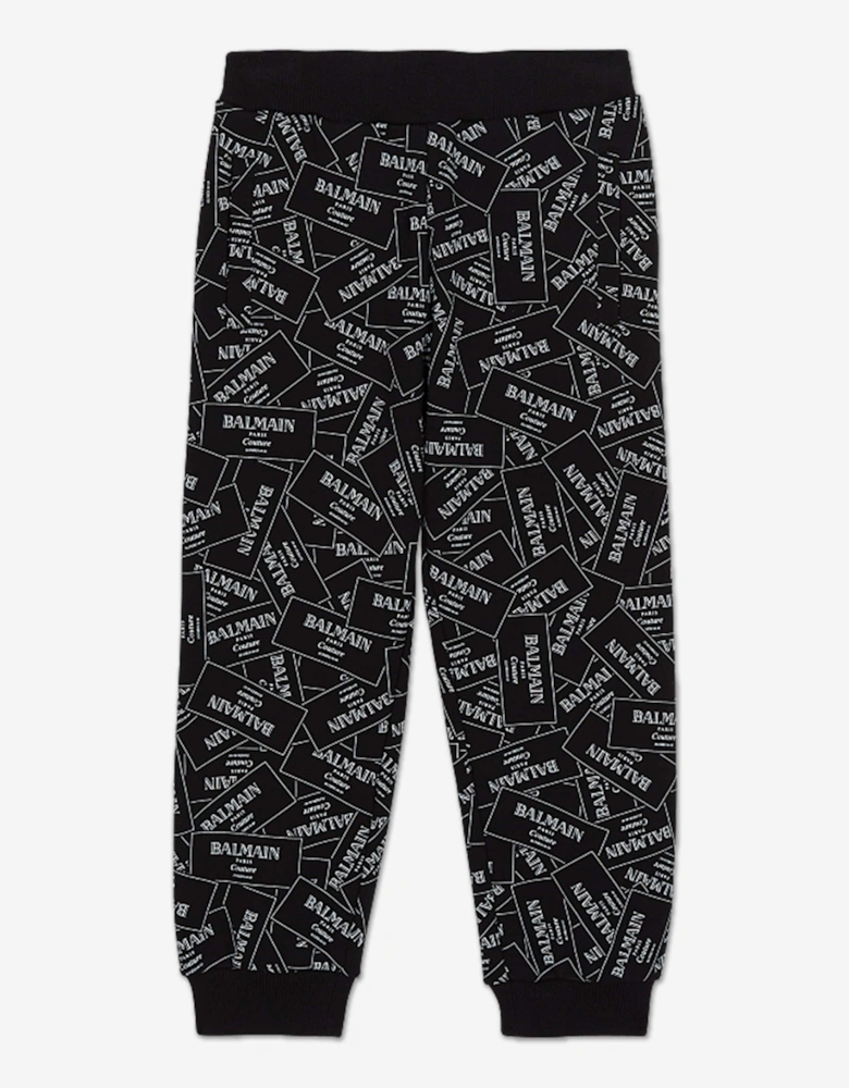 Kids Logo Print Joggers in Black