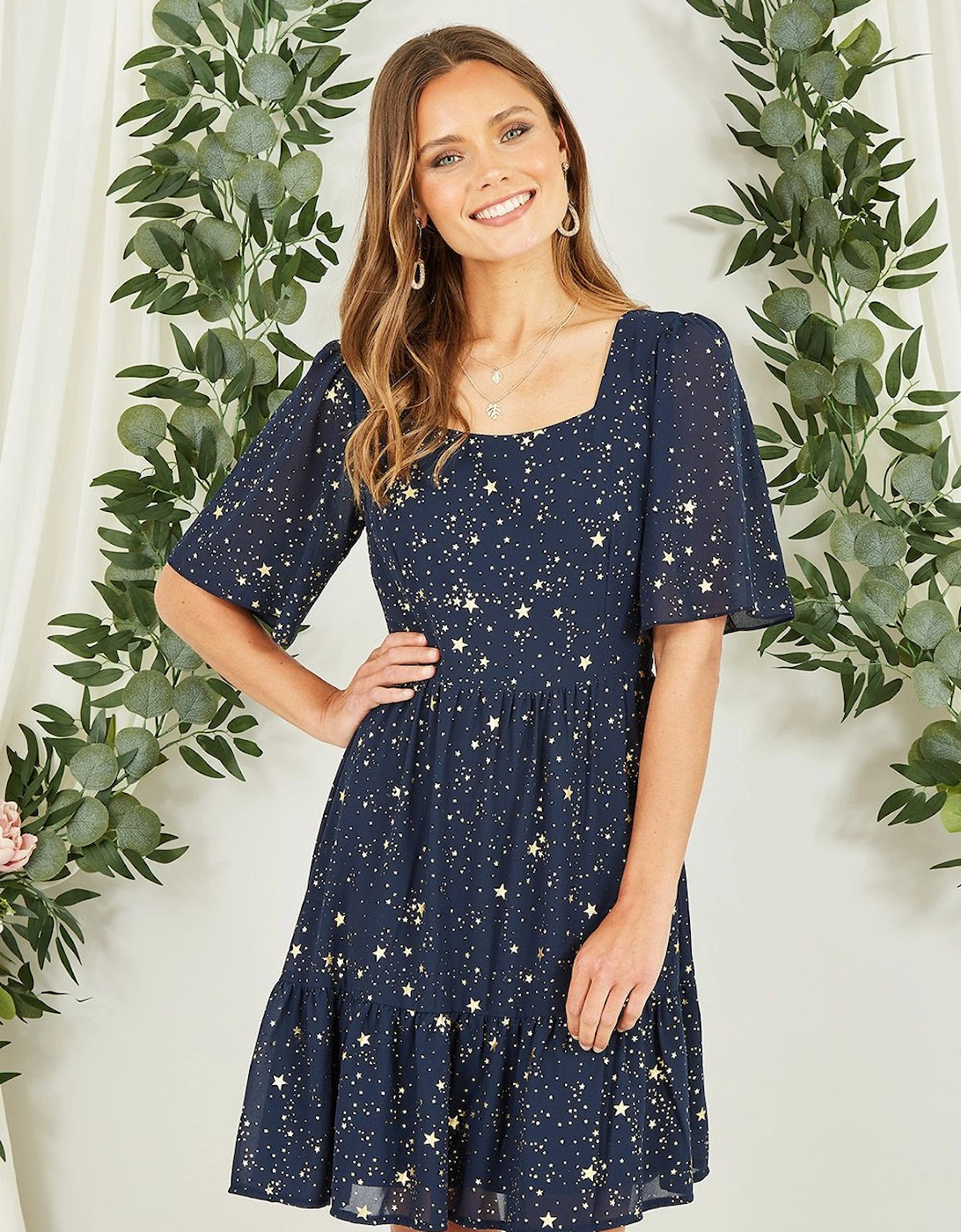Navy Star Print Skater Dress, 2 of 1
