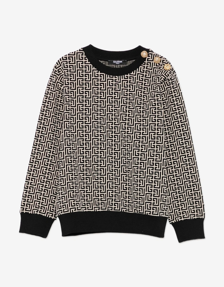 Kids Monogram Sweatshirt in Black