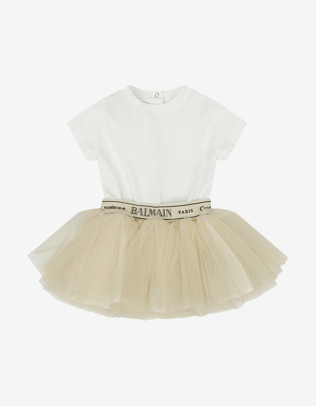 Baby Girls Jersey and Tulle Dress in Beige