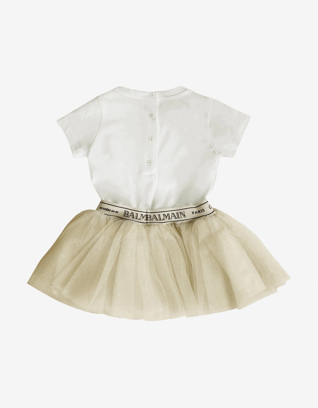 Baby Girls Jersey and Tulle Dress in Beige