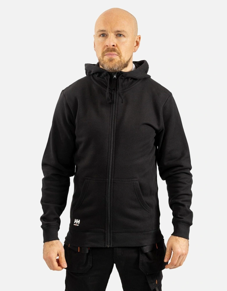 Workwear Manchester Zip Cotton Men's Black Hooded Sweatshirt