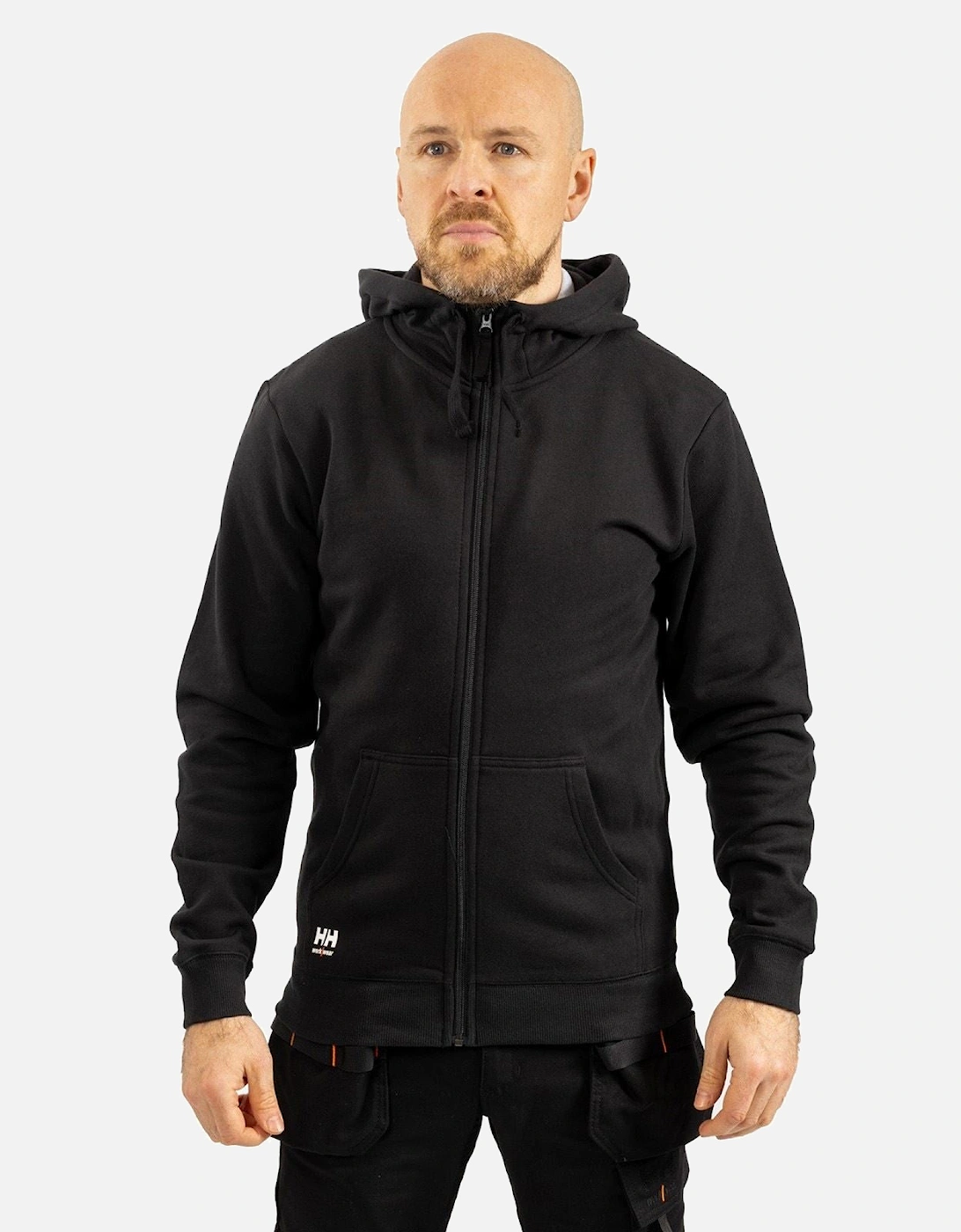 Workwear Manchester Zip Cotton Men's Black Hooded Sweatshirt