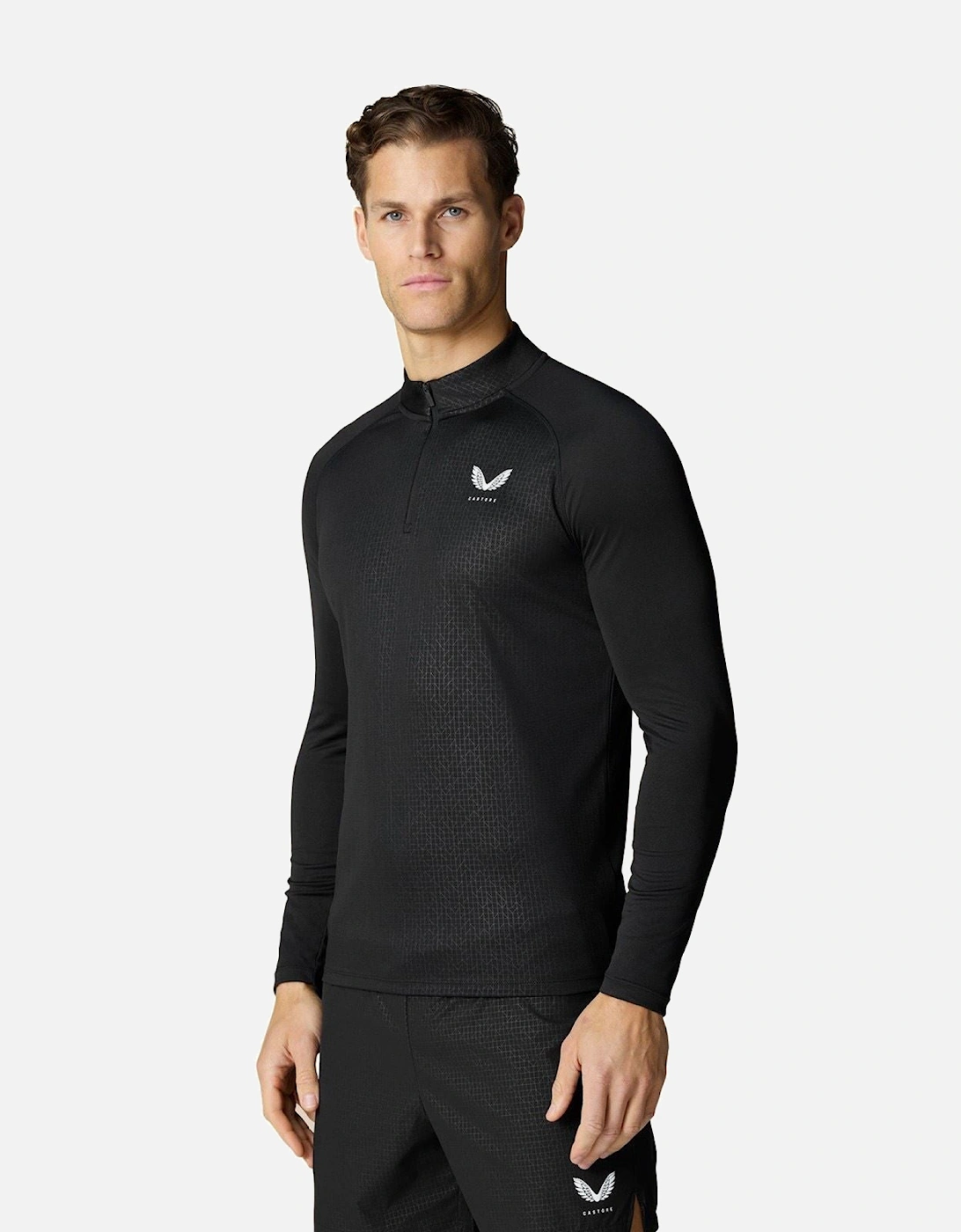 Adapt 1/4 Zip Top Polyester Men's Black Activewear T-Shirts, 8 of 7