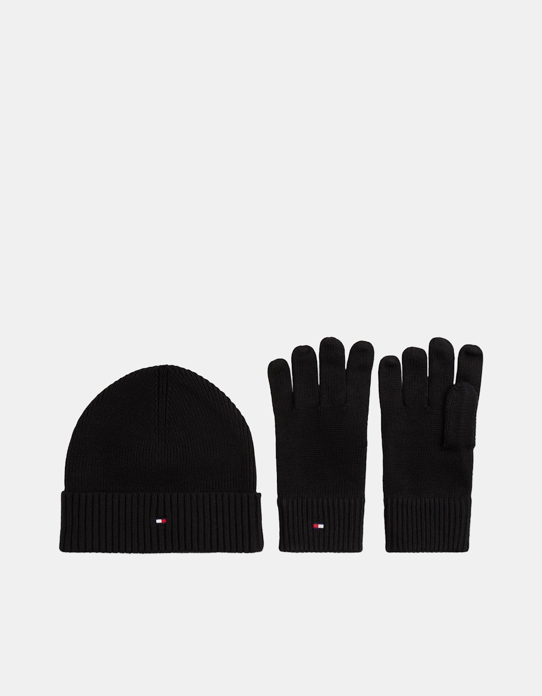 Men's Tommy Hilfiger TH Flag Mens Beanie & Glove Gift Set - Black - Size: ONE size