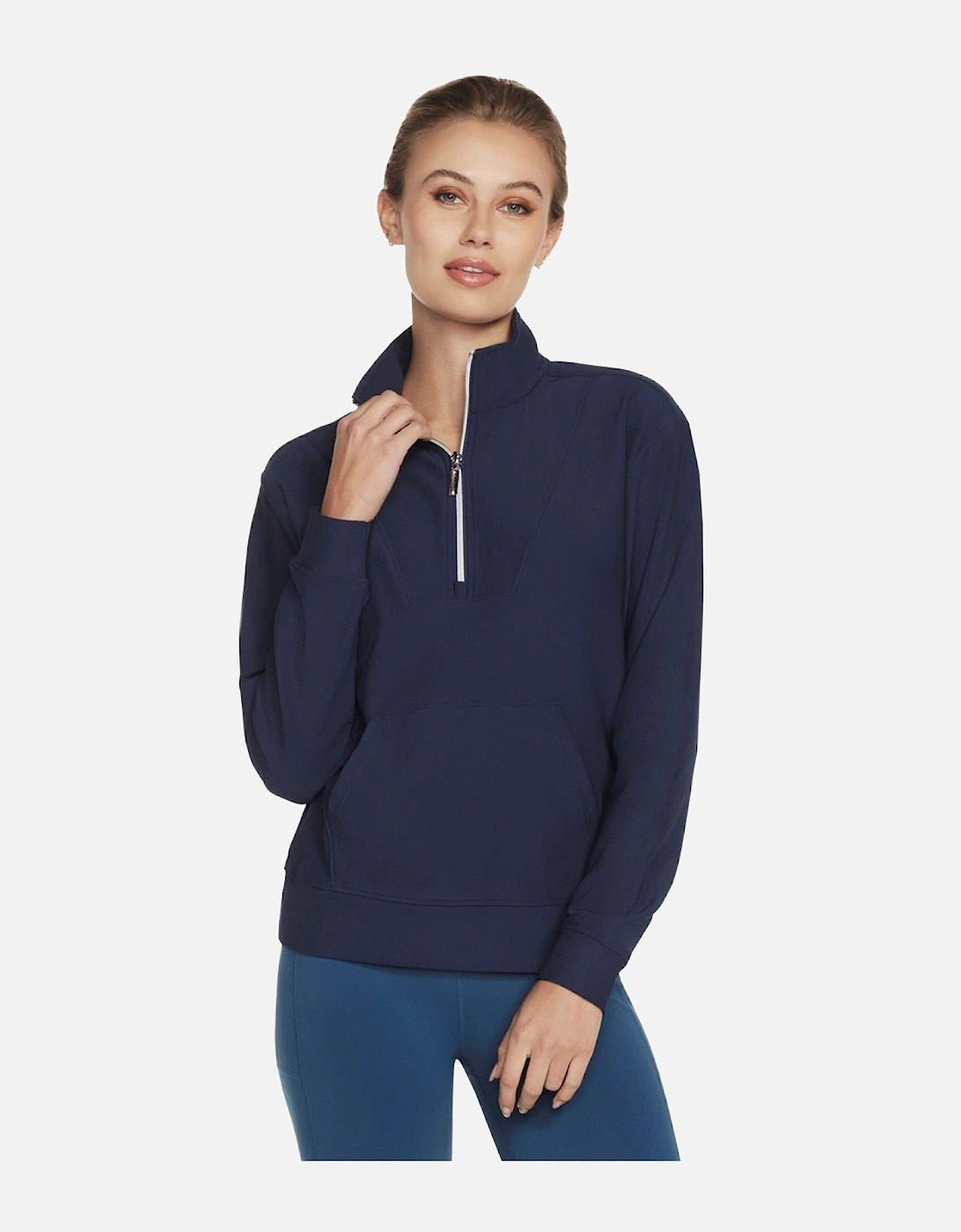 Performance GoLuxe Rib 1/4 Zip Polyester Women's Blue Pullover