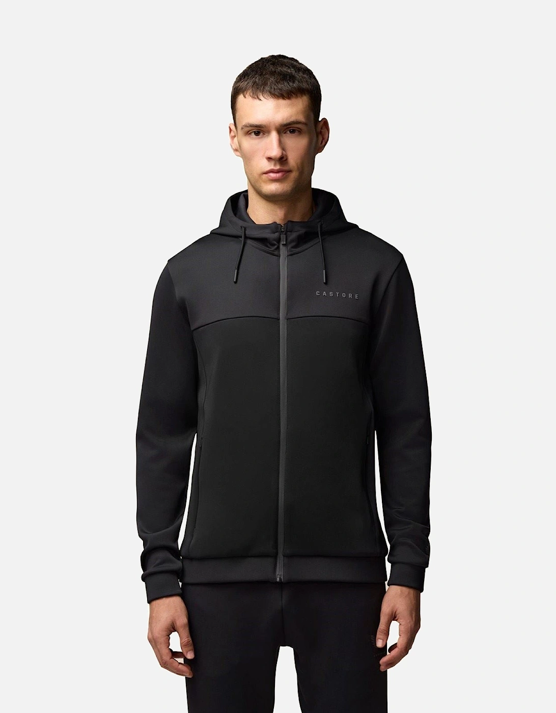 Scuba Full Zip Through Hoody Polyester Men's Black Hooded Sweatshirt
