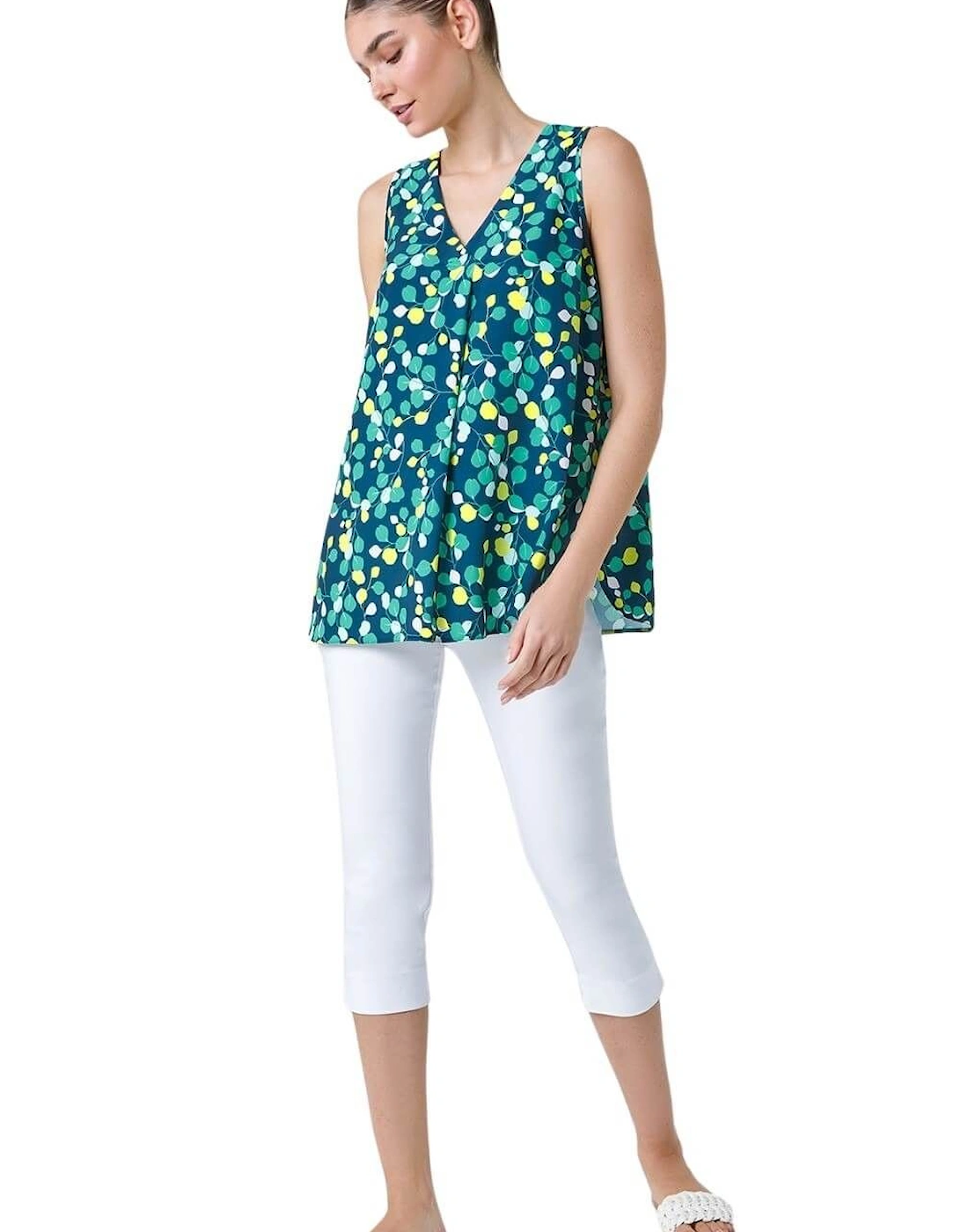 Ditsy Spot Sleeveless V-Neck Pleat Vest Top, 2 of 1