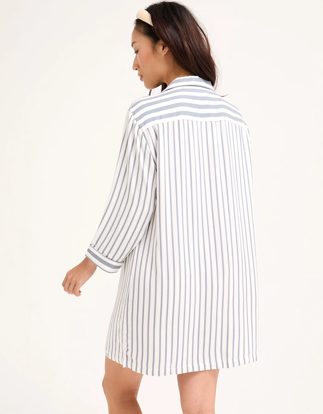 Boyfriend Stripe Nightshirt in Grey/Ecru