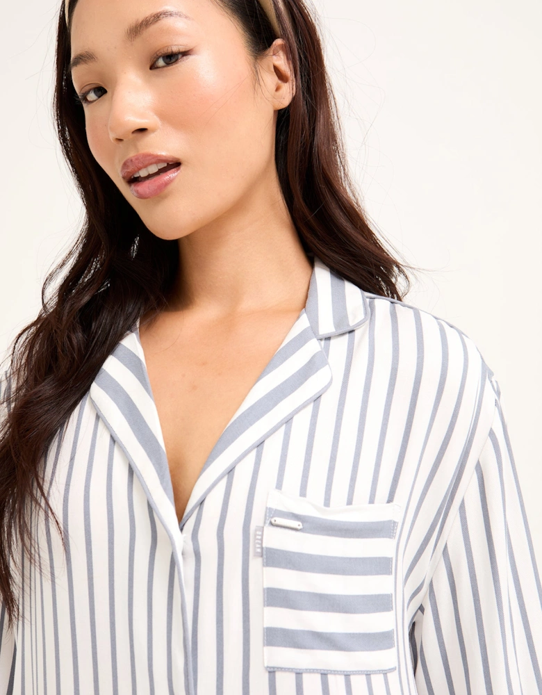 Boyfriend Stripe Nightshirt in Grey/Ecru