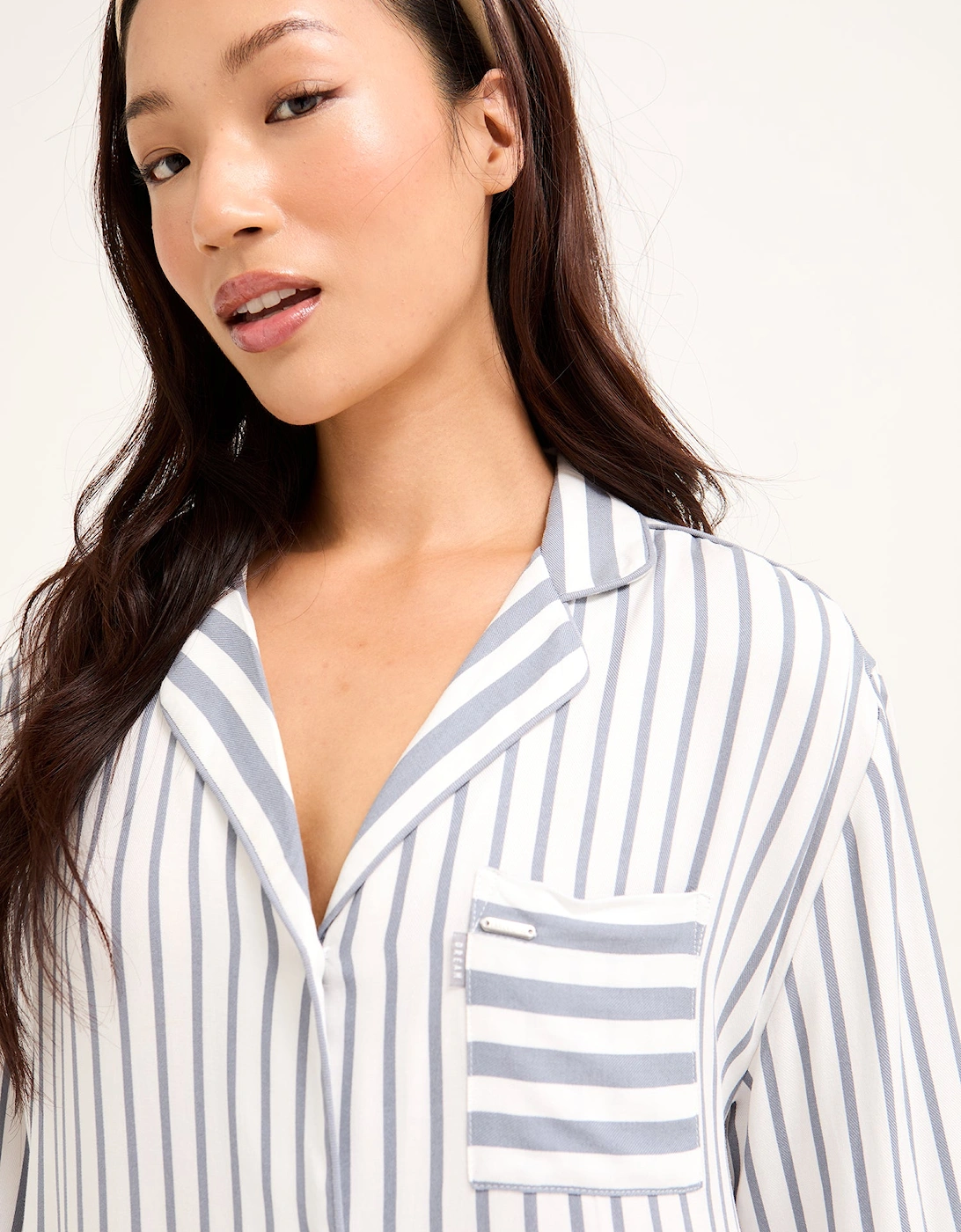 Boyfriend Stripe Nightshirt in Grey/Ecru