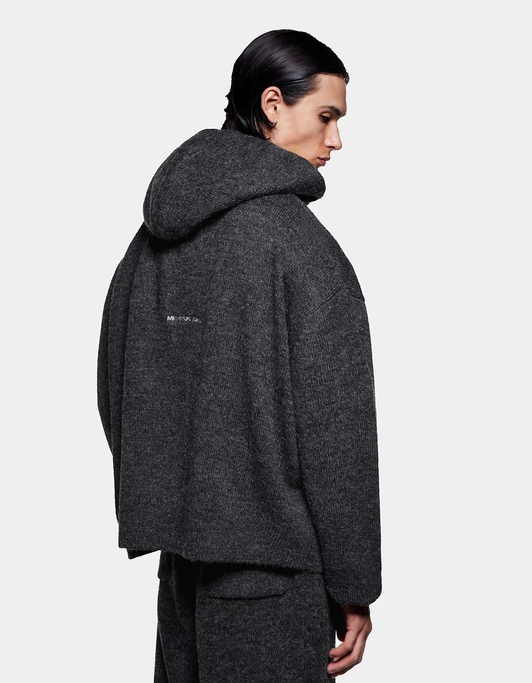 Mohair Blend Knit Zip Through Hoodie