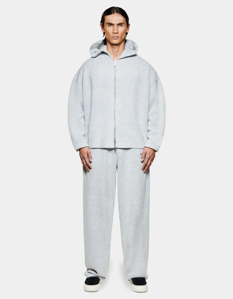 Mohair Blend Knit Zip Through Hoodie