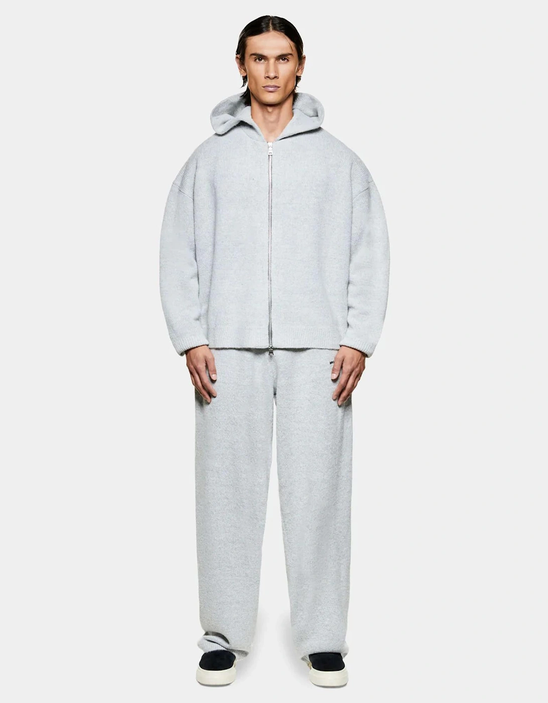 Mohair Blend Knit Zip Through Hoodie