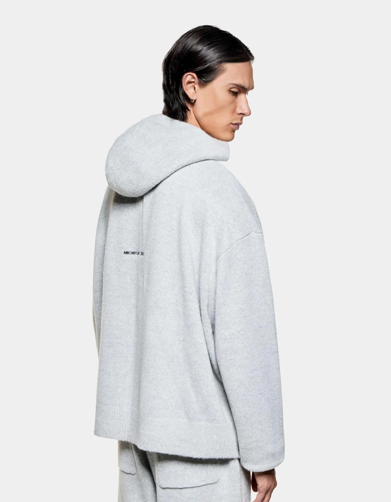 Mohair Blend Knit Zip Through Hoodie