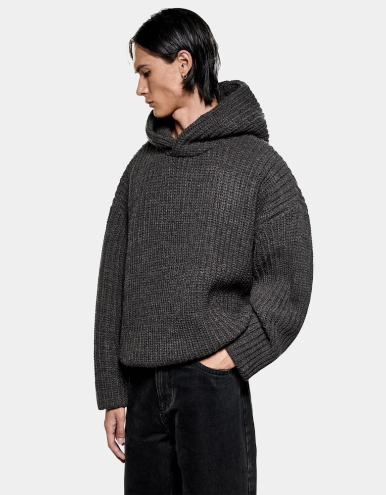 Oversized Chunky Rib Knit Hoodie