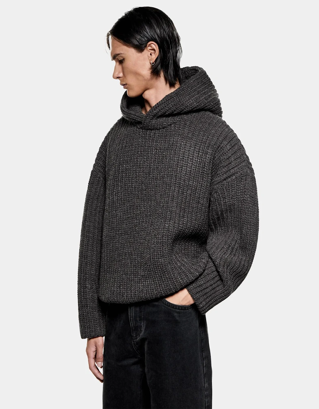 Oversized Chunky Rib Knit Hoodie
