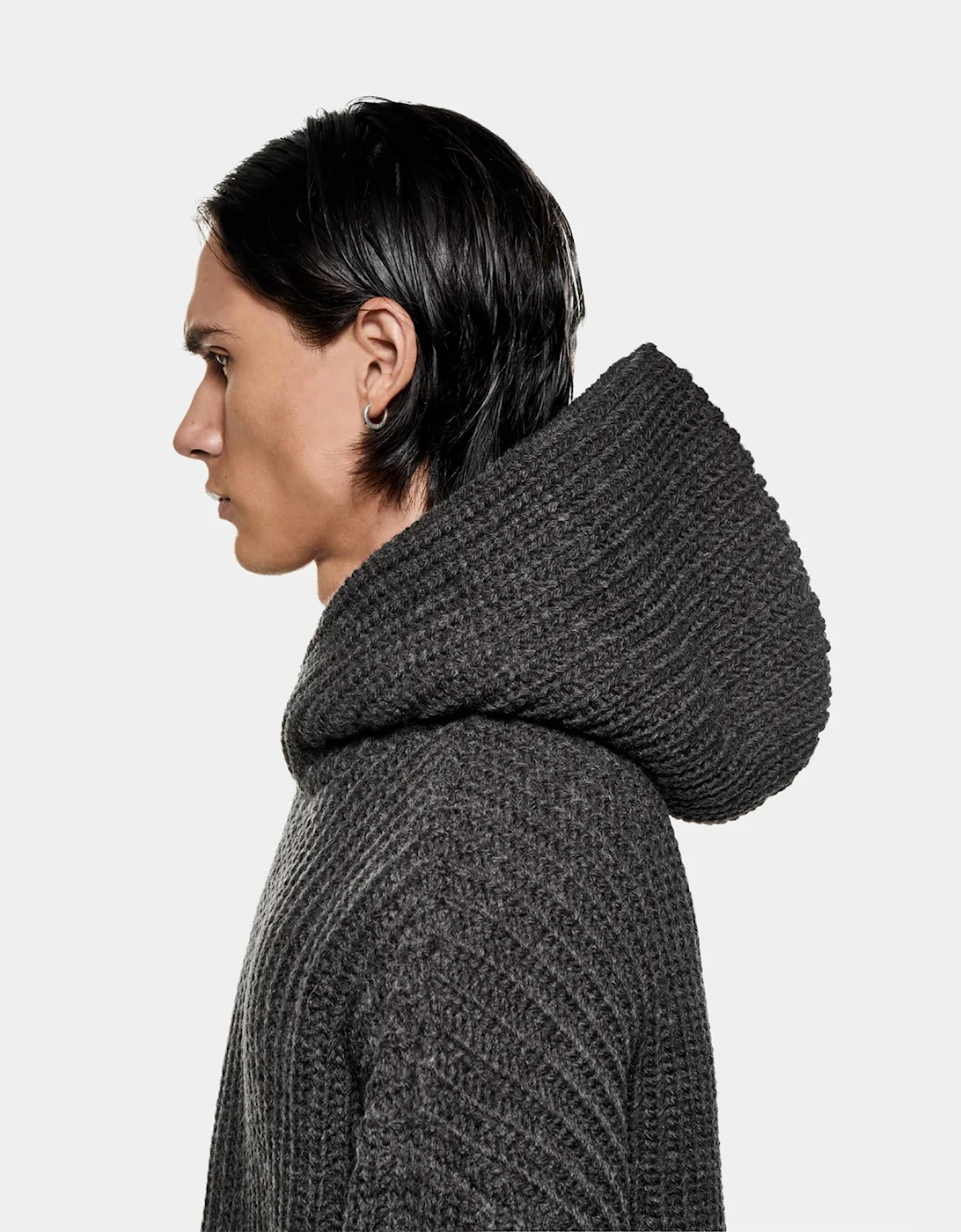 Oversized Chunky Rib Knit Hoodie