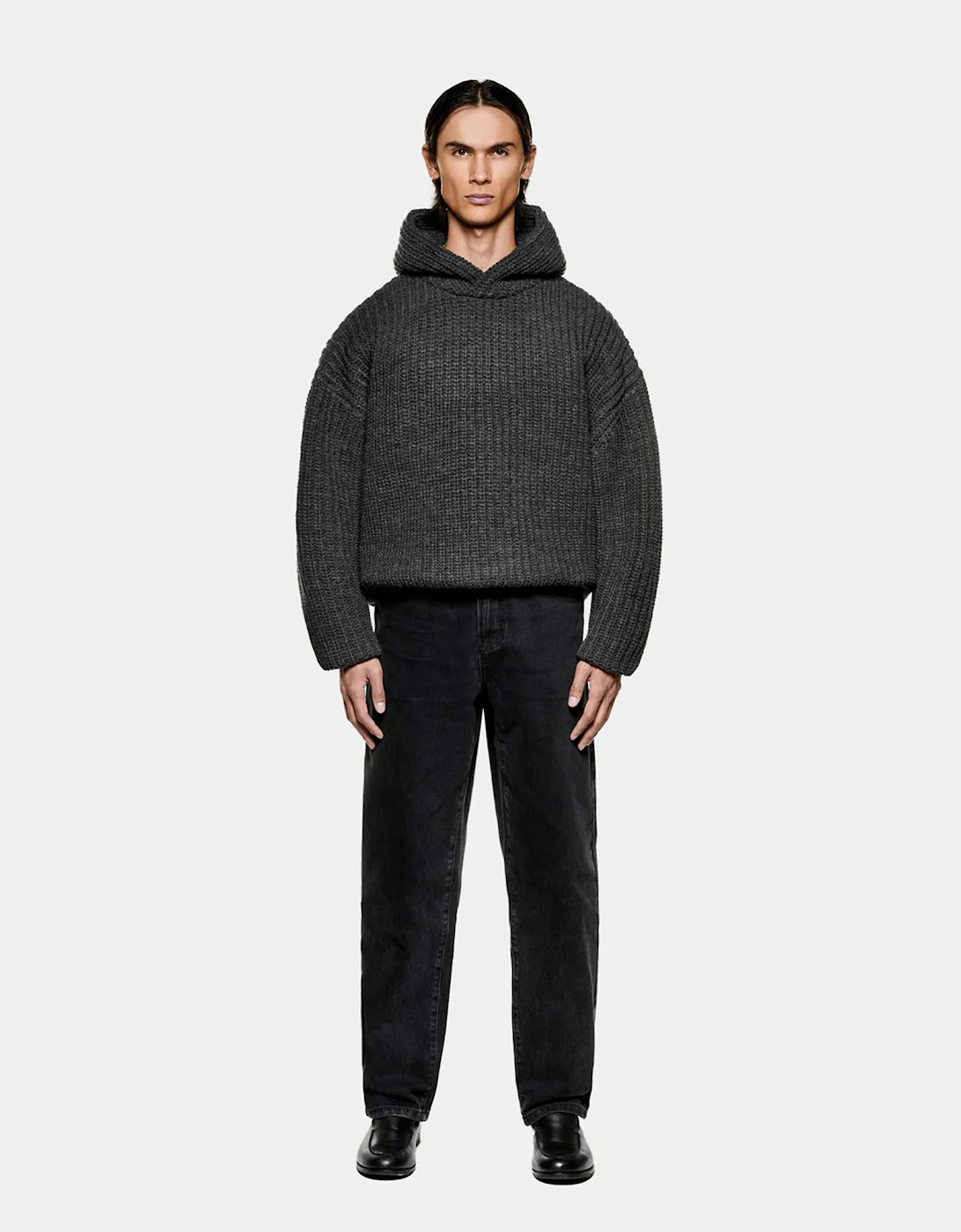 Oversized Chunky Rib Knit Hoodie