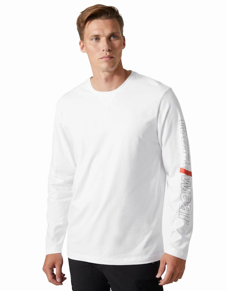 Workwear Logo Longsleeve Cotton Men's White T-Shirt