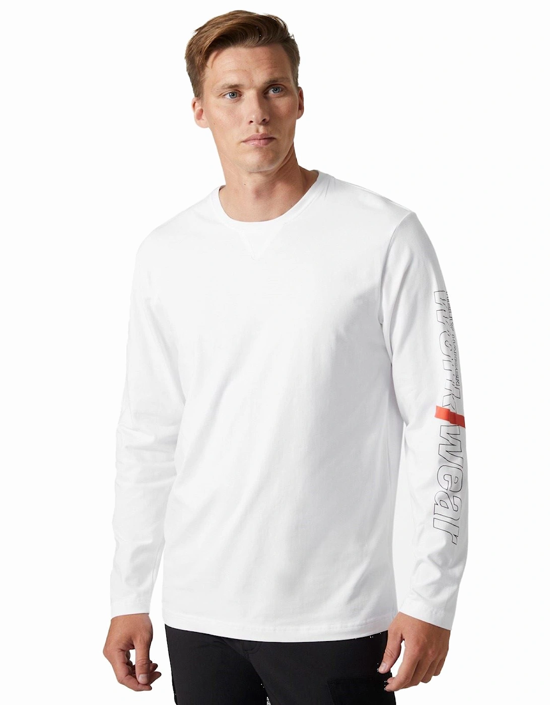Workwear Logo Longsleeve Cotton Men's White T-Shirt