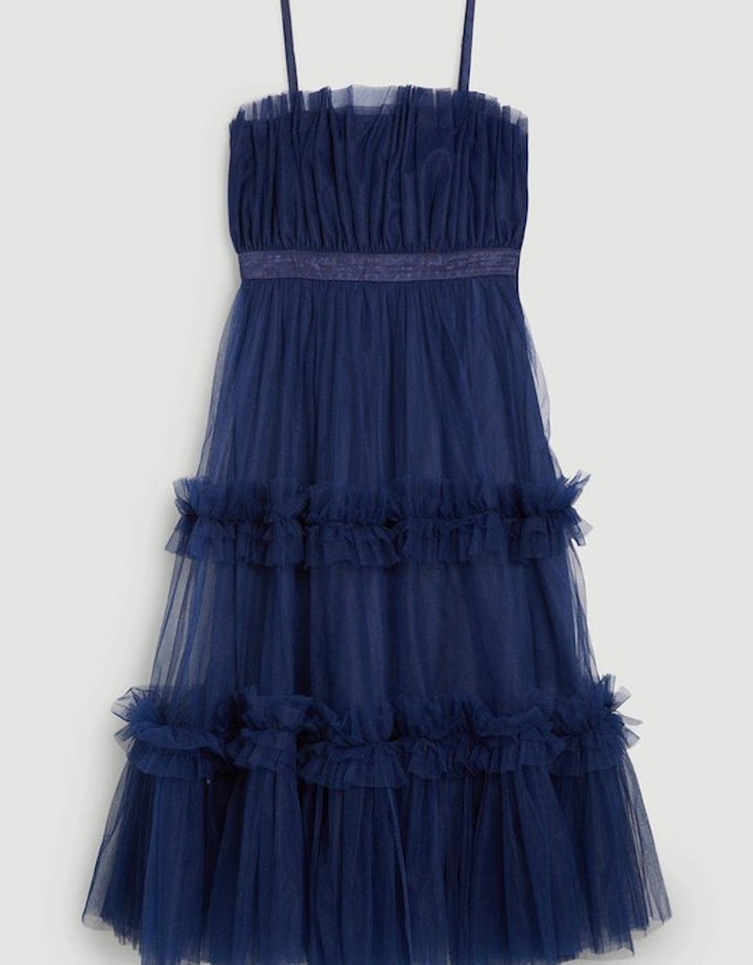Tulle Bandeau Tiered Midi Dress