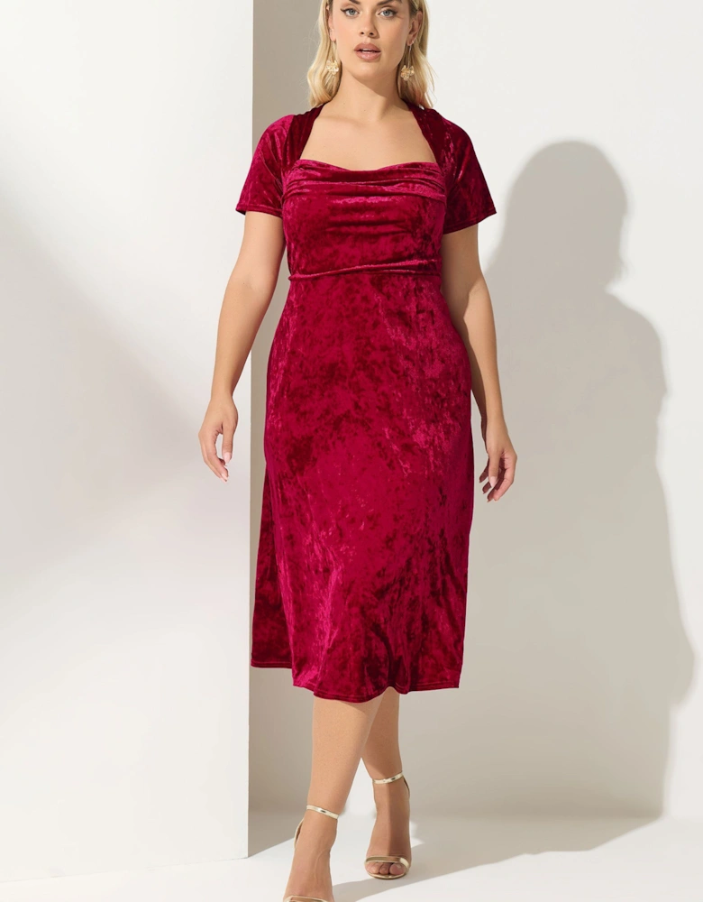 Velvet Square Neck Midi Dress