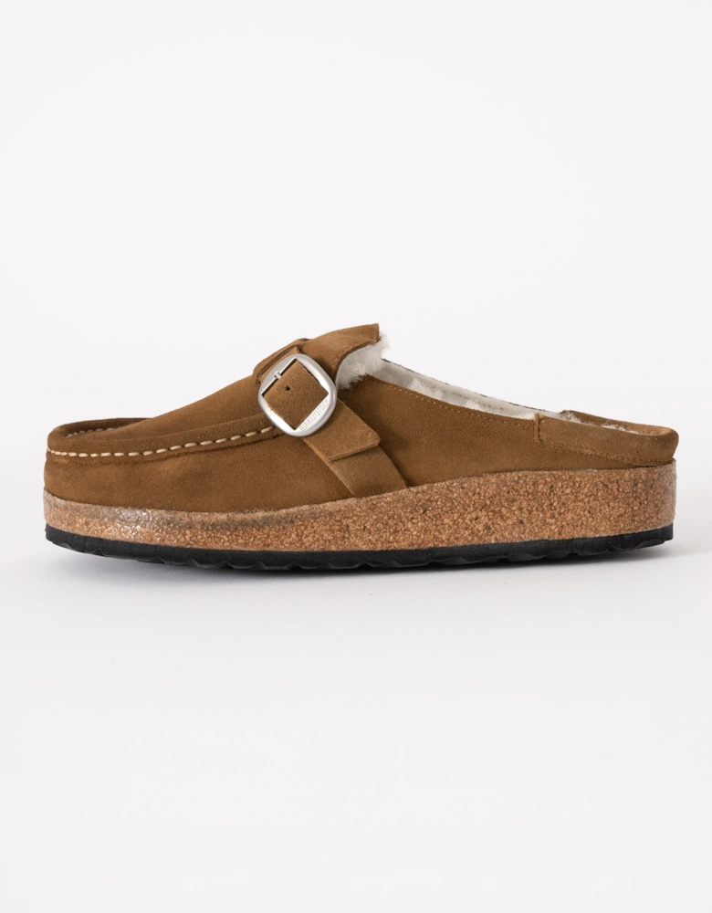 Buckley Suede Shearling Womens Mule Moccasins - Tea