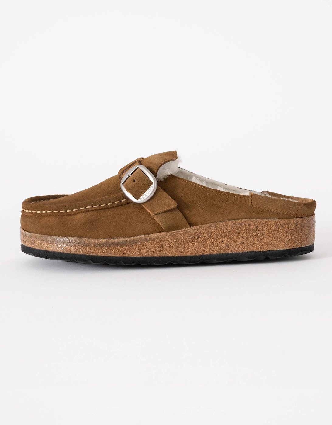 Buckley Suede Shearling Womens Mule Moccasins - Tea