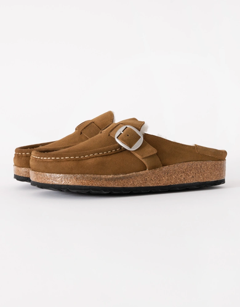 Buckley Suede Shearling Womens Mule Moccasins - Tea