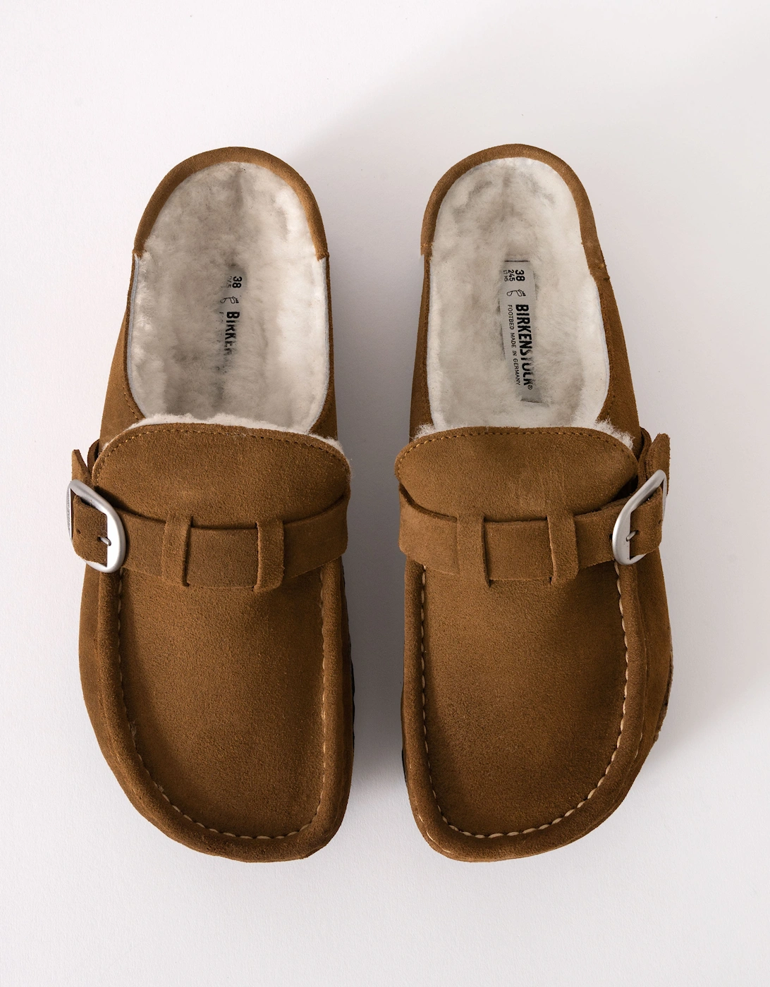 Buckley Suede Shearling Womens Mule Moccasins - Tea