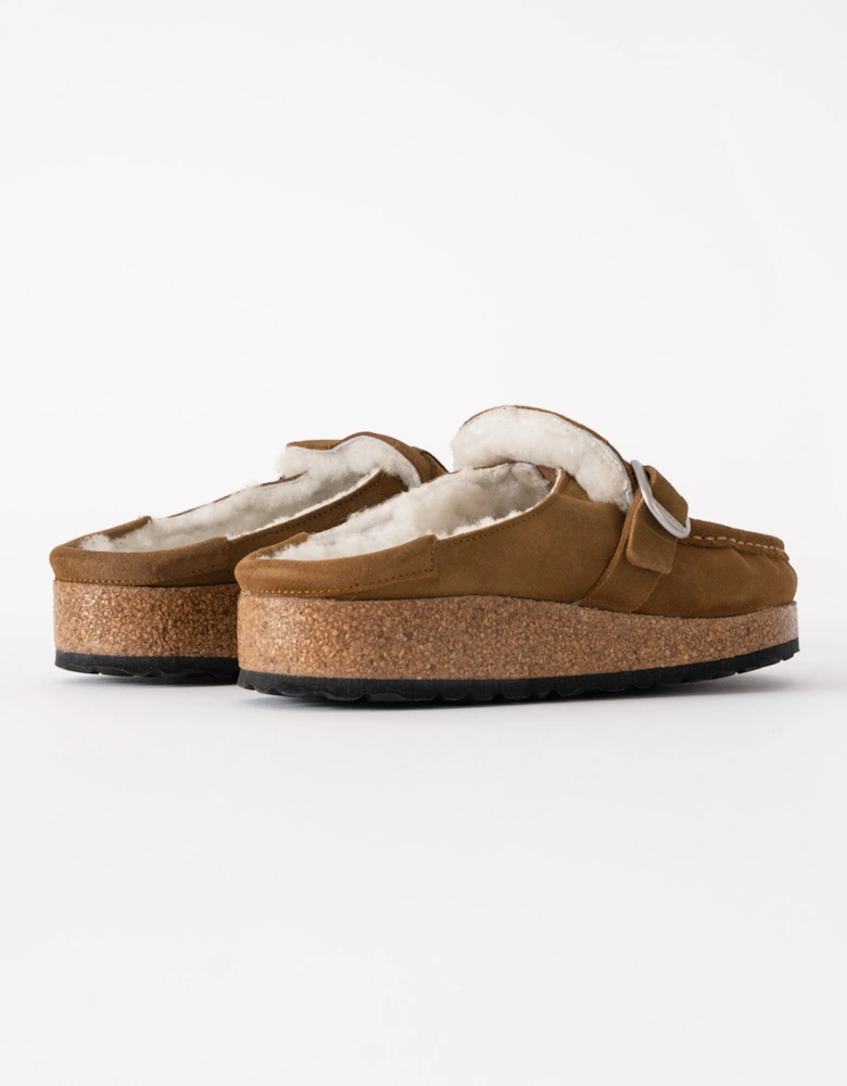 Buckley Suede Shearling Womens Mule Moccasins - Tea